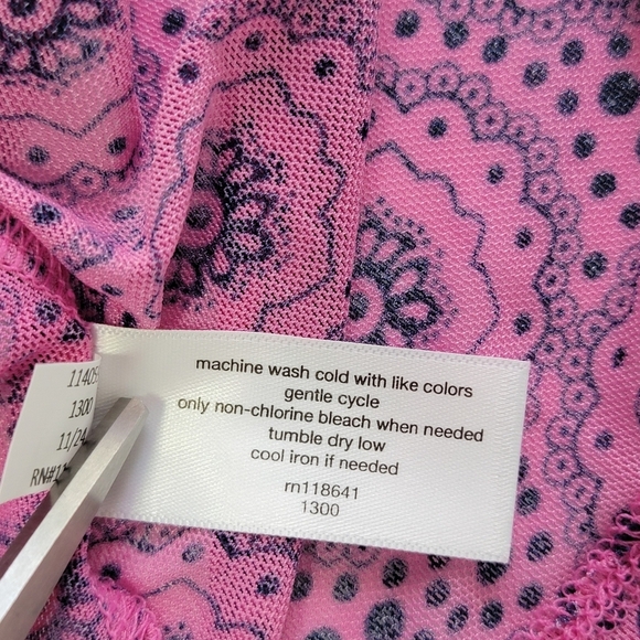 Lane Bryant Pink Geo Print Babydoll Mesh Cap Sleeve V-Neck Top Sz 26/28 NEW - Picture 10 of 11